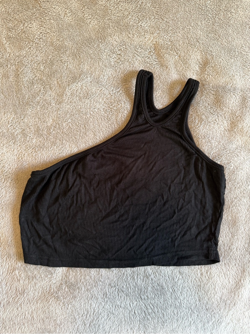 Cider Black Ribbed Racerback Crop Top